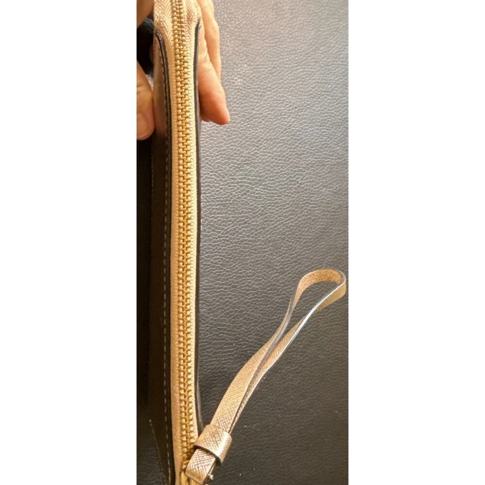 Kate Spade Metallic Gold Leather Wristlet Measuring 7 x 4 1